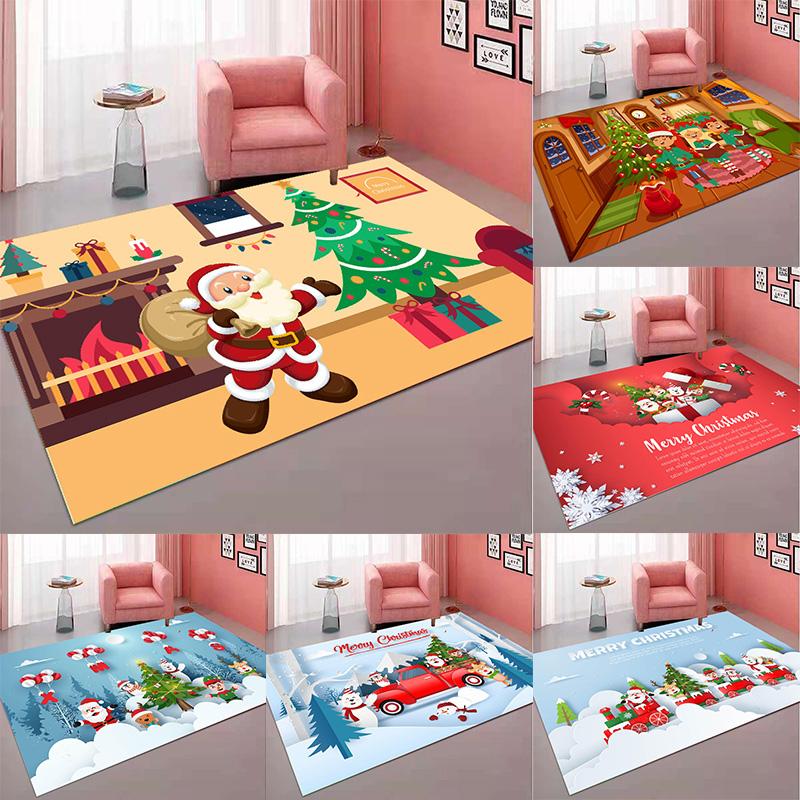 

New Cartoon Santa Claus Car Carpet Christmas Home Decoration Living Room Bedroom Room Anti-Slip Carpet Foot Mat Door Mat