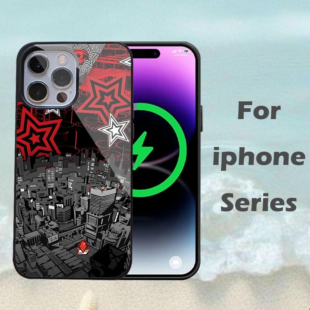 P-Persona 5 Anime Phone Case For IPhone 16 15 14 13 Pro Max 11 12 Mini Alex Mirror For Magsafe Wireless Charging Cover