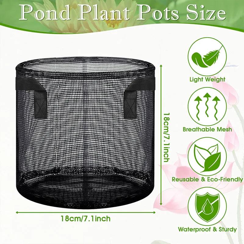

6PCS Aquatic Pond Planting Mesh Pots Water Lily Lotus Planter Reusable Grow Bags for Outdoor Bog Plants Terrestrial Plants