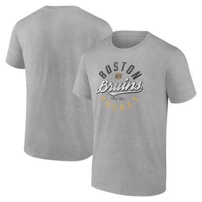 Boston Bruins Fanatics Koszulka z Emblematem Szara Vintage Oversize Letnia Krótki Rękaw Oddychająca Wygodna Codzienna Koszulka