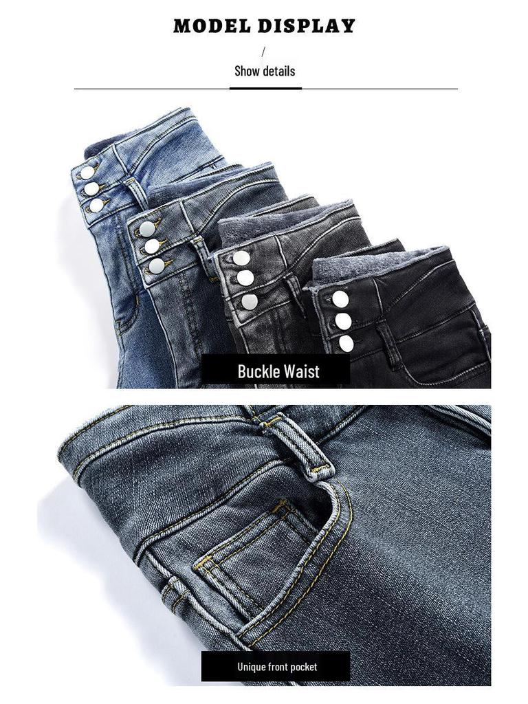 Plus Velvet High Waist Skinny Jeans for Women - Slimming, Thickened Pencil Pants