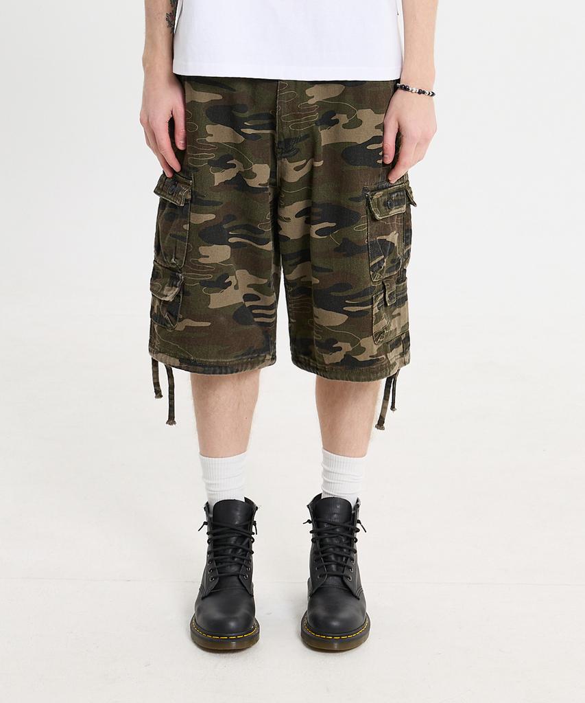HOODHOOD Camo Bermuda Cargo Denim Pants Khaki