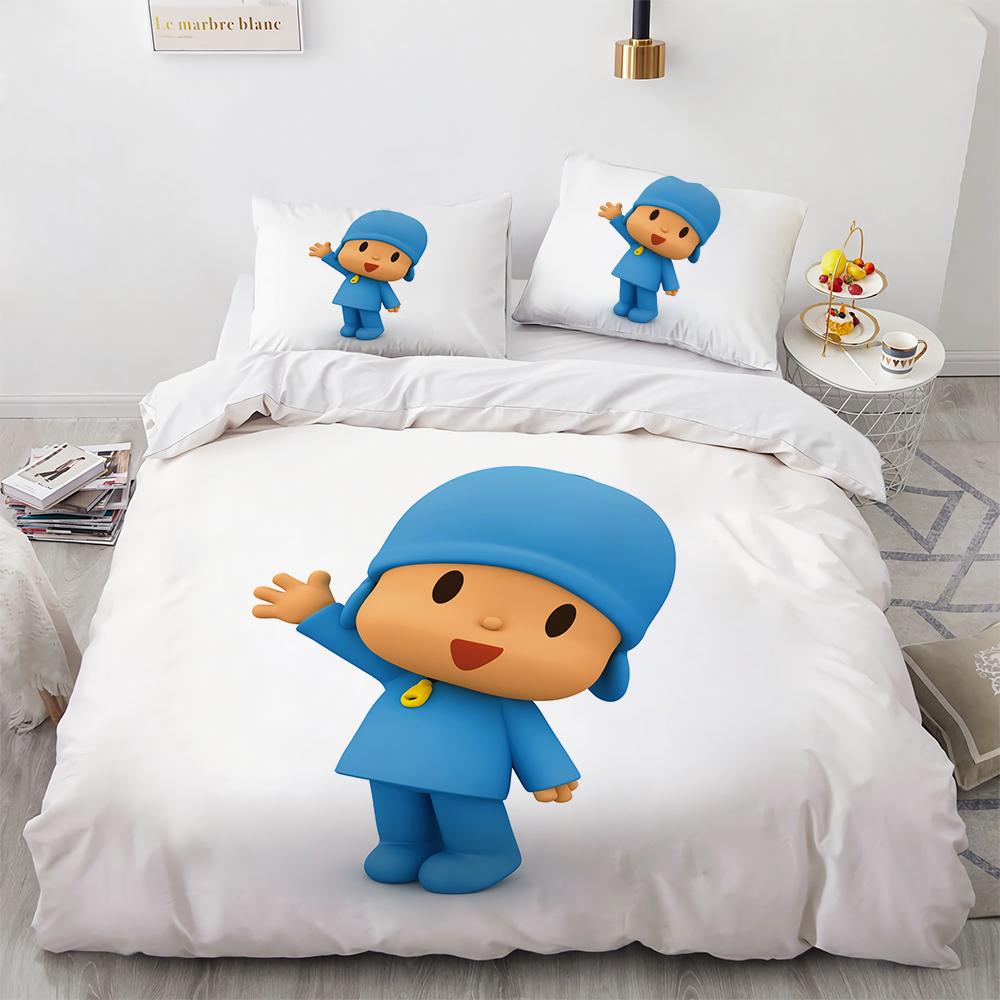 3D Print P-POCOYOS Kawaii Cartoon Bedding Set,Duvet Cover Bed Set Quilt Cover Pillowcase,King Queen Twin Size Boys Girls Adults