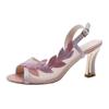 Sandals Middle Heel Summer New British Style Fish Mouth Word with Rhinestone Mesh High Heels
