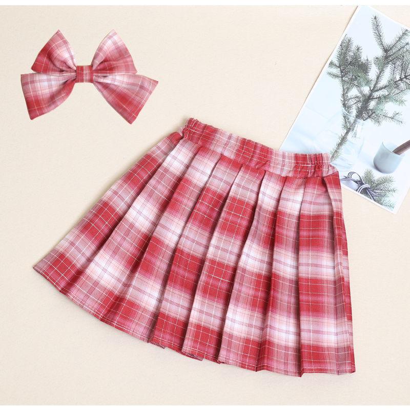 Gonna JK a quadri estiva per ragazze, gonna a metà lunghezza, vita alta, taglia media, gonna corta versatile e alla moda per bambini