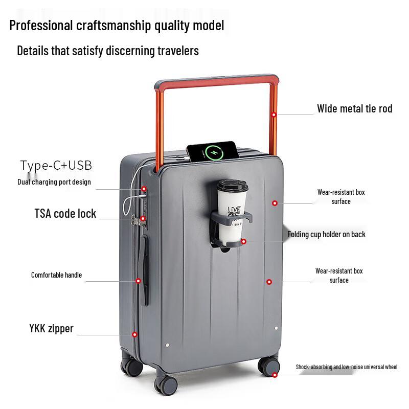 LONE WOLF Stylish ABS&PC Zipper Travel Suitcase