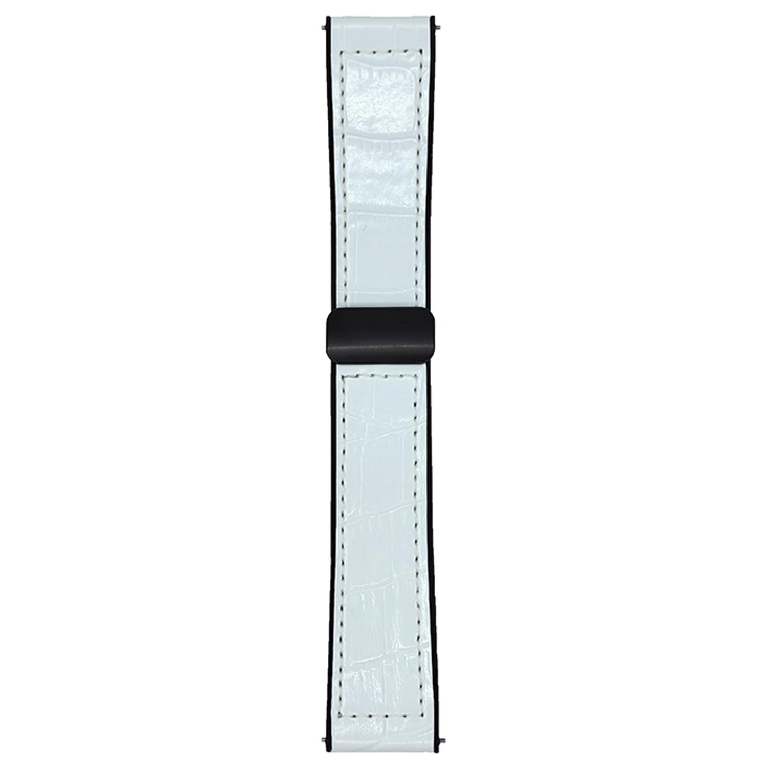 

22mm Watch Band for Huawei Watch GT 5 46mm Bamboo Texture PU Covered Silicone Strap with Magnetic Buckle F