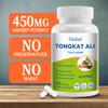 Tongkat Ali 450 mg Nahrungsergänzungsmittel, 120 Kapseln mit Kräuterextrakten pro Flasche