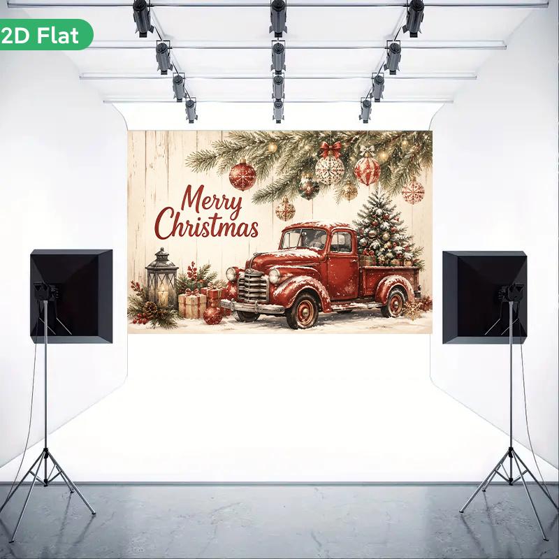 1Pcs Merry Christmas Truck Decoration Background Winter Backdrop Decorations For Photo Studio Photo Booth Christmas Party