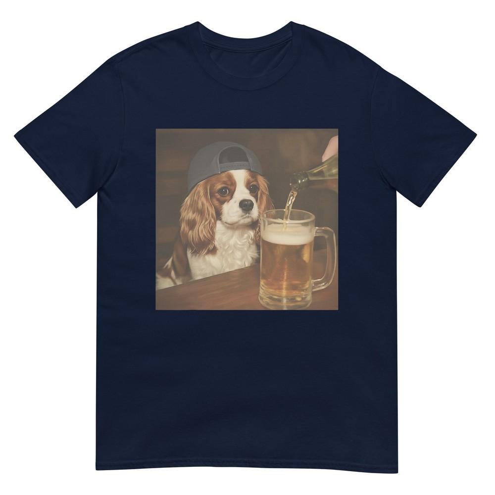 Cavalier King Charles Drinking Beer Funny Dog Meme TShirt S