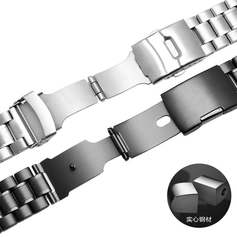 Edelstahl-Uhrenarmband für Herren TIMEX T2N720 T2N721 TW2R55500 T2N721 Uhrband 24*16mm Anstoßende Silber Schwarz Armband
