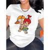 European Size Women's Luck -  White T - shirt: Prehistoric Pals: Retro Vibes T-Shirt