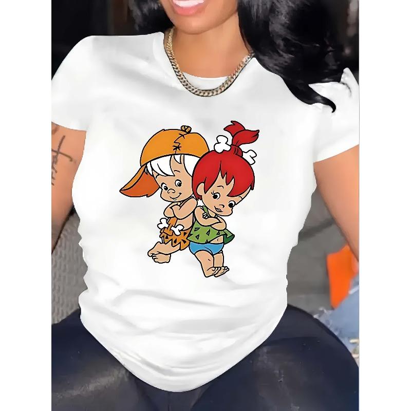 

European Size Women s Luck - White T - shirt: Prehistoric Pals: Retro Vibes T-Shirt S белый