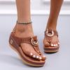 Fashion Women's Fashion Thick-soled Flip Flops Wedge Open Toe Beach Roman Clip-toe Sandal Luxury Metal Buckle Designer Sandals for Women