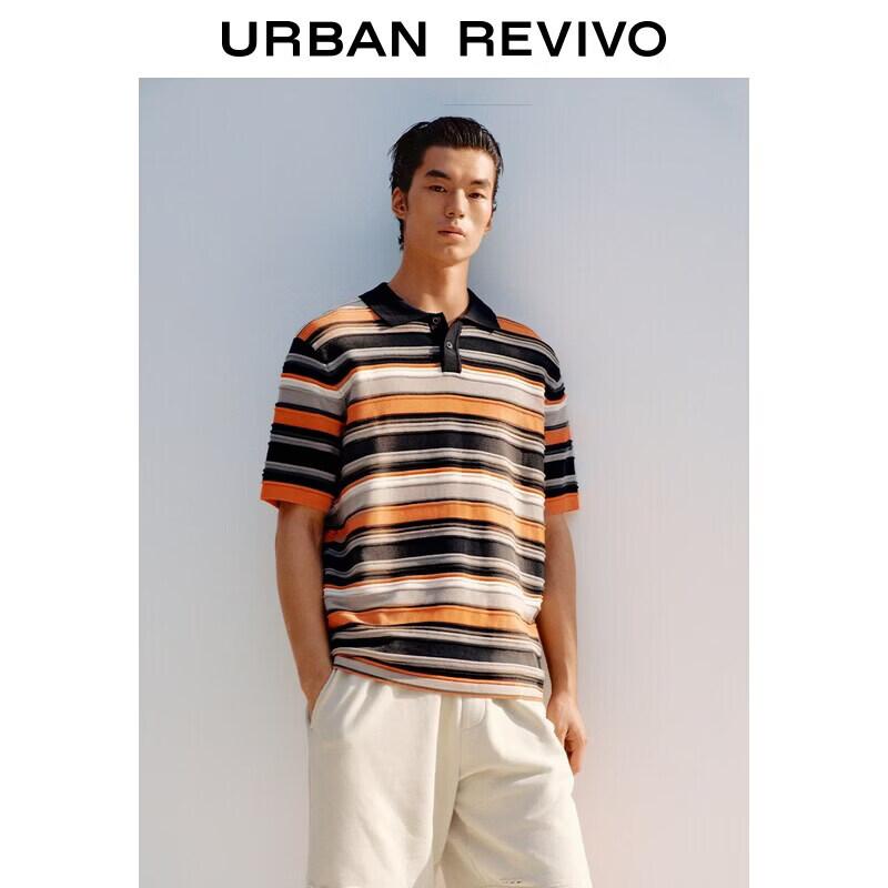 UR Men's Color-block Striped Short-Sleeve Polo Knit