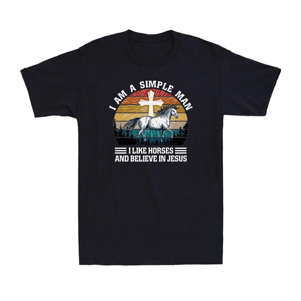 I Am A Simple Man I Like Horses And Believe In Jesus Christian Vintage T-Shirt M