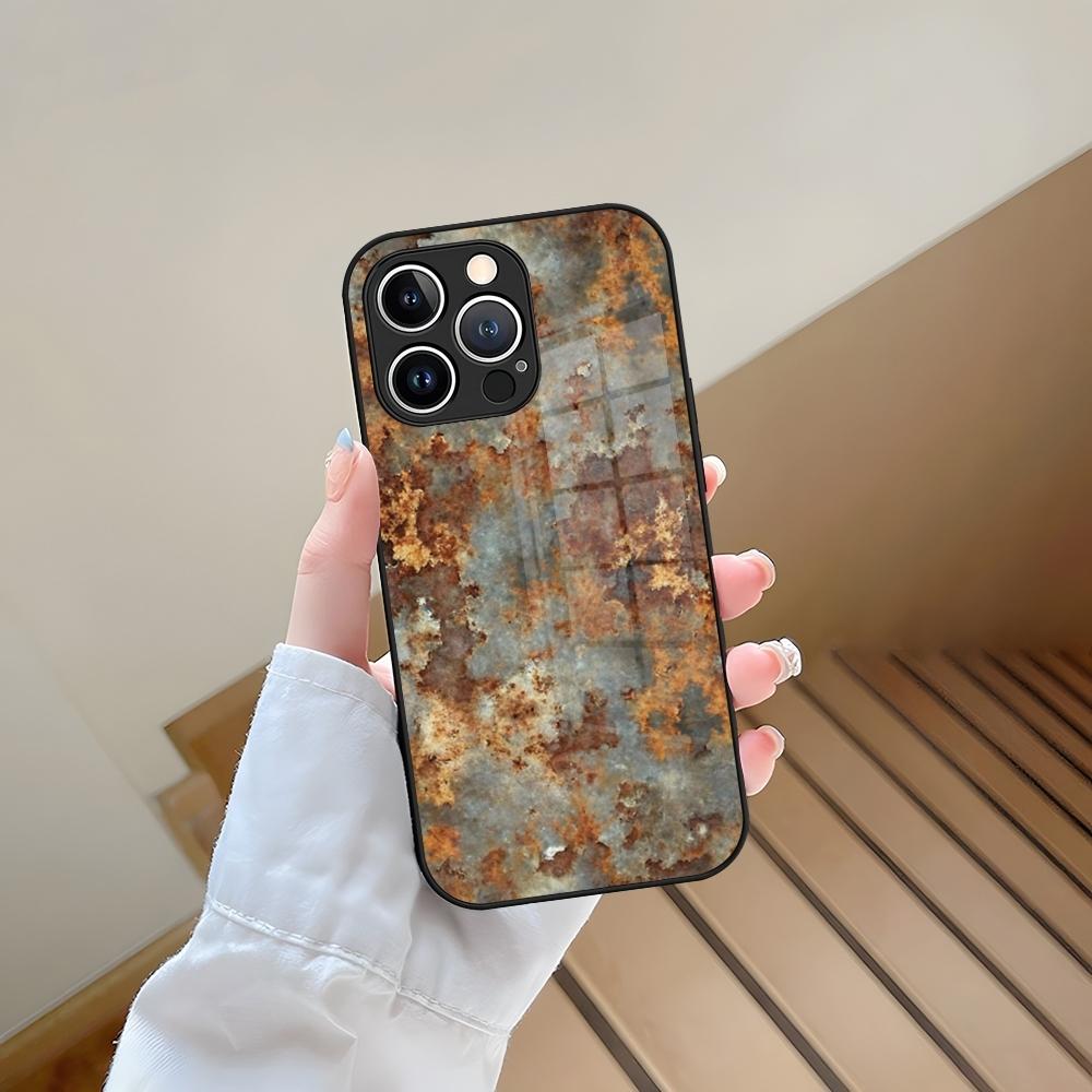 Phone Case Tempered Glass For IPhone 13 17 15 16 14 12 11 Pro Max Plus Mini XR XS SE2020 Coque Vintage Industrial Style Rusty Pa