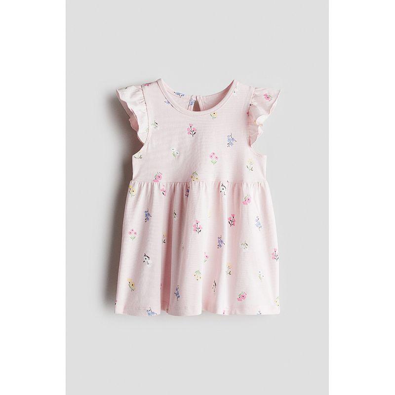 

HM Children s Clothing Baby Girl s Dress Autumn Fashion Comfort Printing round Neck Flounced Sleeve Knee-Length Princess Dress 1265912 Light pink/Florals 90/48