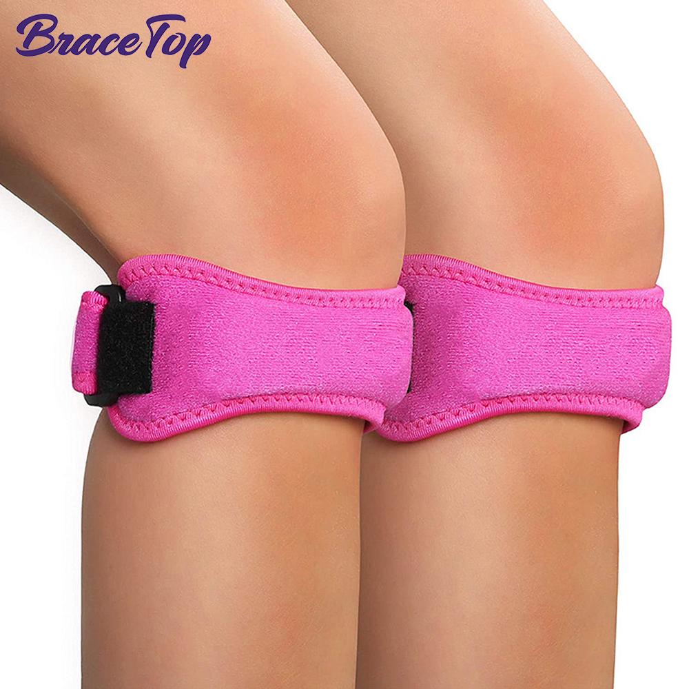 1 Pair Patella Kneecap Band Adjustable Silica Gel Knee Tendon Straps Protector Knee Pads Running Sports Cycling Gym Knee Support