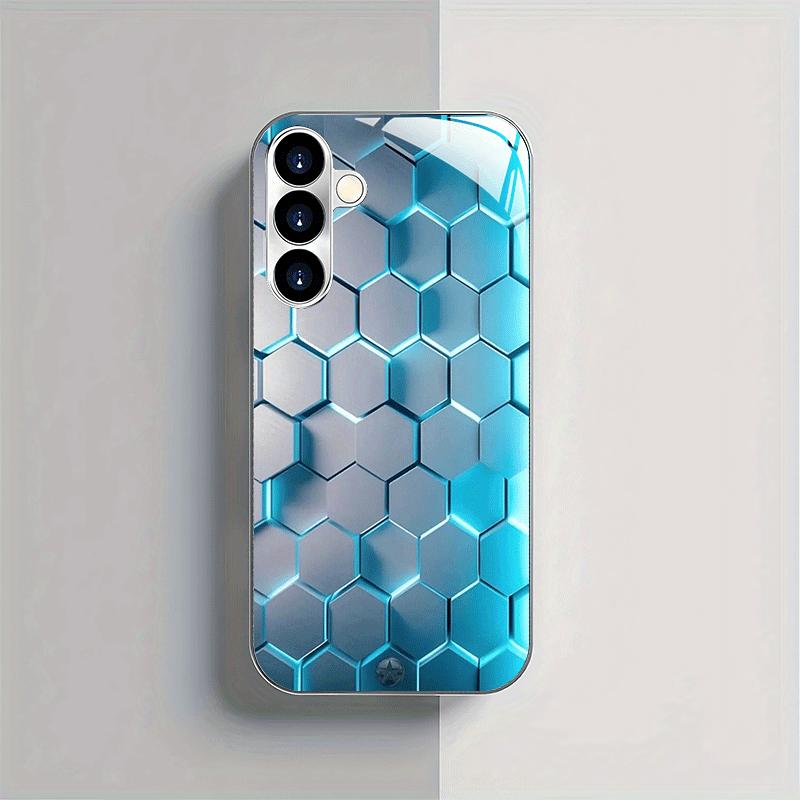 Creative Light Honeycomb Pattern Glass Phone Case Suitable for Samsung Galaxy S26 S25 S24 S23 S22 S21 S20FE/Ultra/Plus Anti Drop
