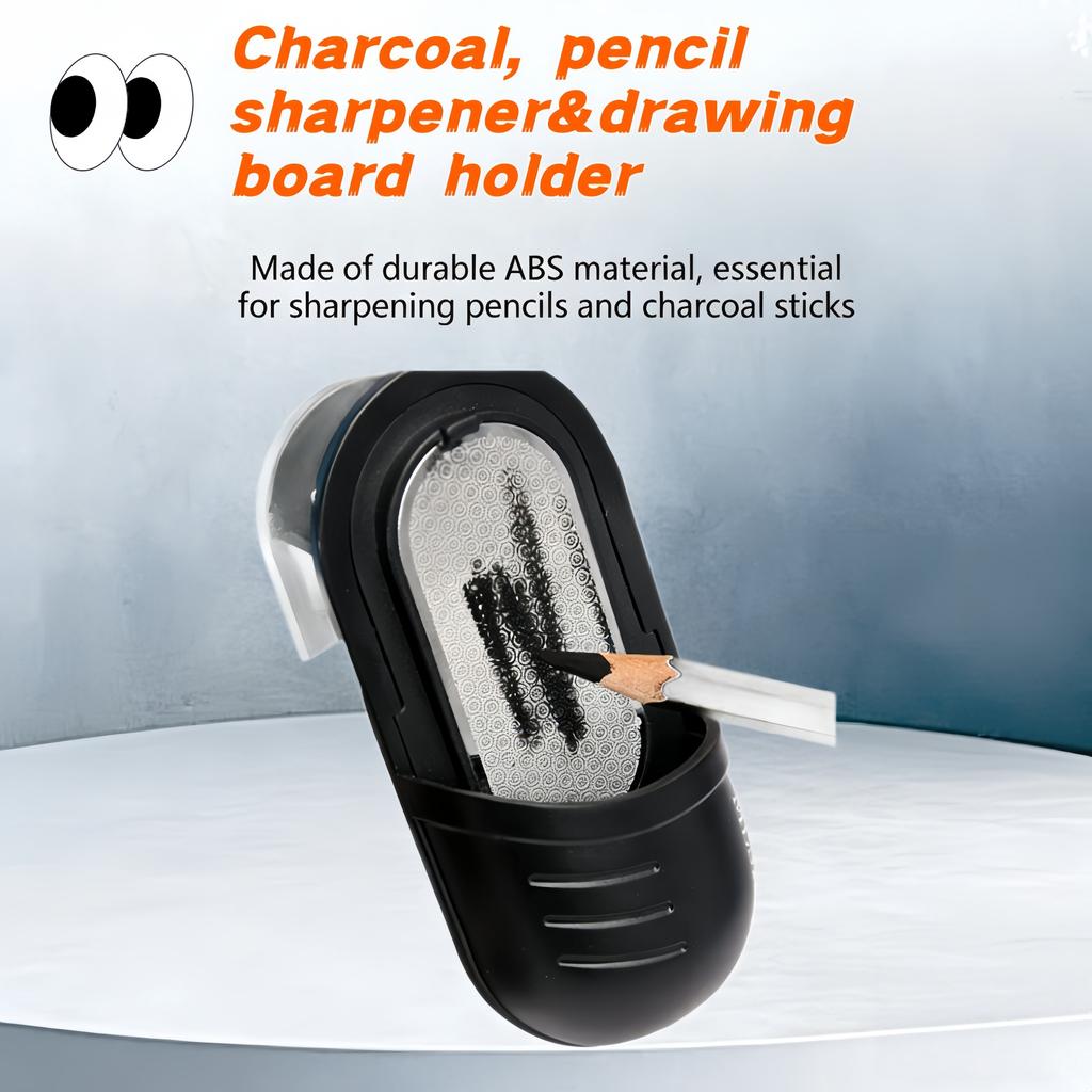 Portable Two-in-One Artist Tool Charcoal Pencil Sharpener With Sandpaper Refresher Multifunctional Easel Clip For Drawing Lovers