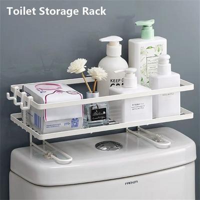 1 pièce Étagère de rangement pour toilettes sans perçage Plateau à shampoing à une seule couche Nouvelle étagère de salle de bain