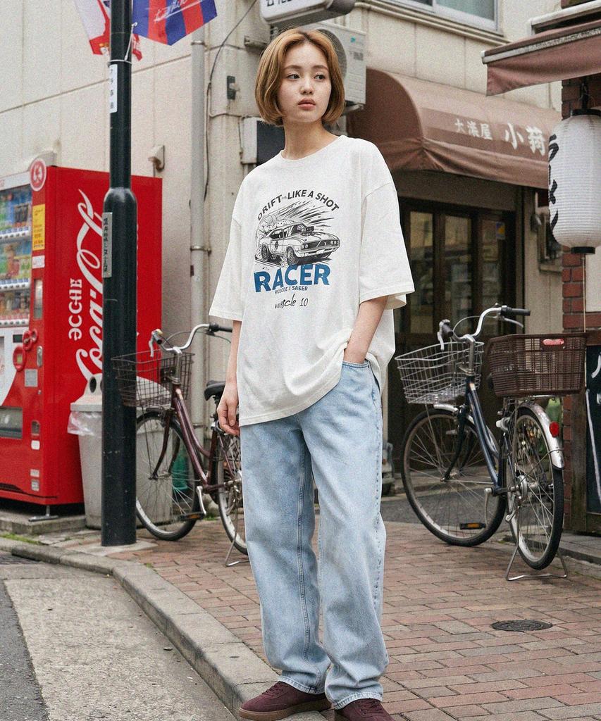 MODERMENT Real Overfit Racer Short Sleeve T-Shirt [Olive]