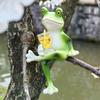 Adorable Frog  Resin Statue, Vibrant Green Outdoor Garden Decoration for Youngsters, Patio, Pond, or Tree Branch Display
