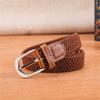 Damen Elastischer Geflochtener Gürtel im Vintage-Stil Verstellbarer Dehnbarer Stoffbund mit Klassischer Metallschnalle Geeignet für Freizeit- und Formelle Kleidung
