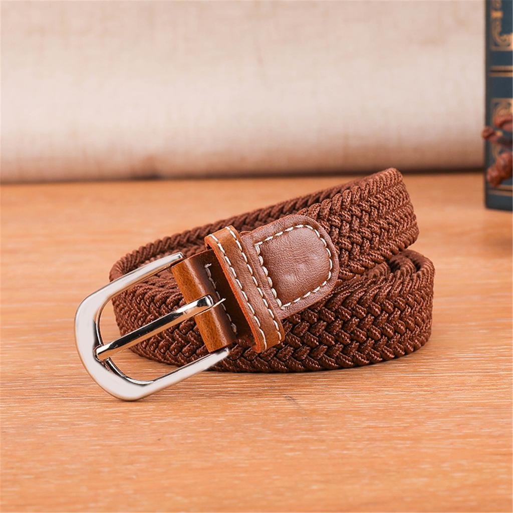 Damen Elastischer Geflochtener Gürtel im Vintage-Stil Verstellbarer Dehnbarer Stoffbund mit Klassischer Metallschnalle Geeignet für Freizeit- und Formelle Kleidung