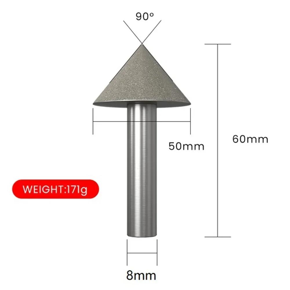 120# Grit Grinding Head 90 Degrees Chamfer Cone Processing For Cutting Machining Round Shank Accessory