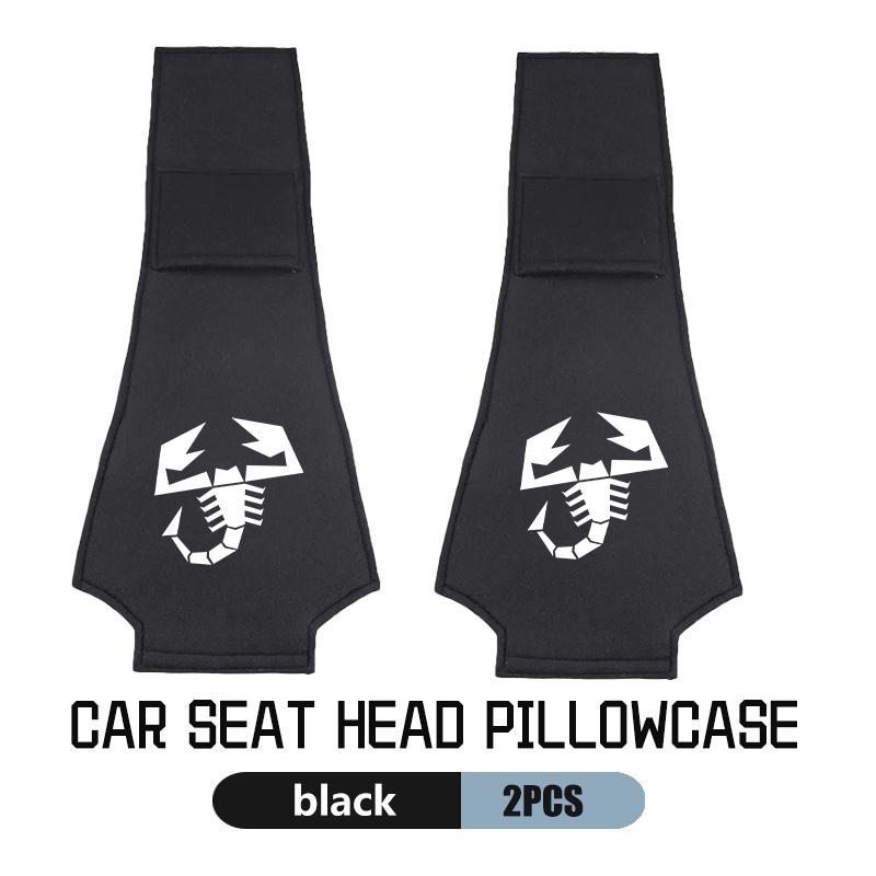 For Abarth Car Logo Seat Headrest Cover Suede Perforated Pillowcase Pad 500 FR FIAT Linea Panda DobloAlbea Astra Bravo