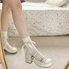 Ballet Style Butterfly-knot Mary Jane Shoes for Women Concise Dress Thick Heel Ladies Footwear
