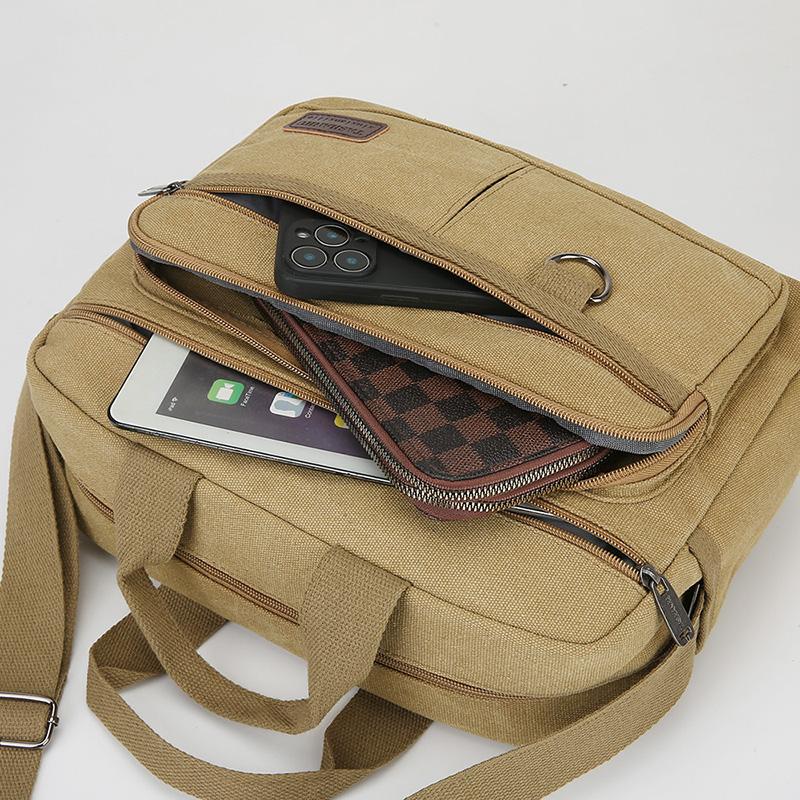 Herren Luxus Canvas Umhängetasche - Hochwertige Crossbody Schulter Tragetasche (Handtasche im Vintage-Stil für Reisen und Freizeit)