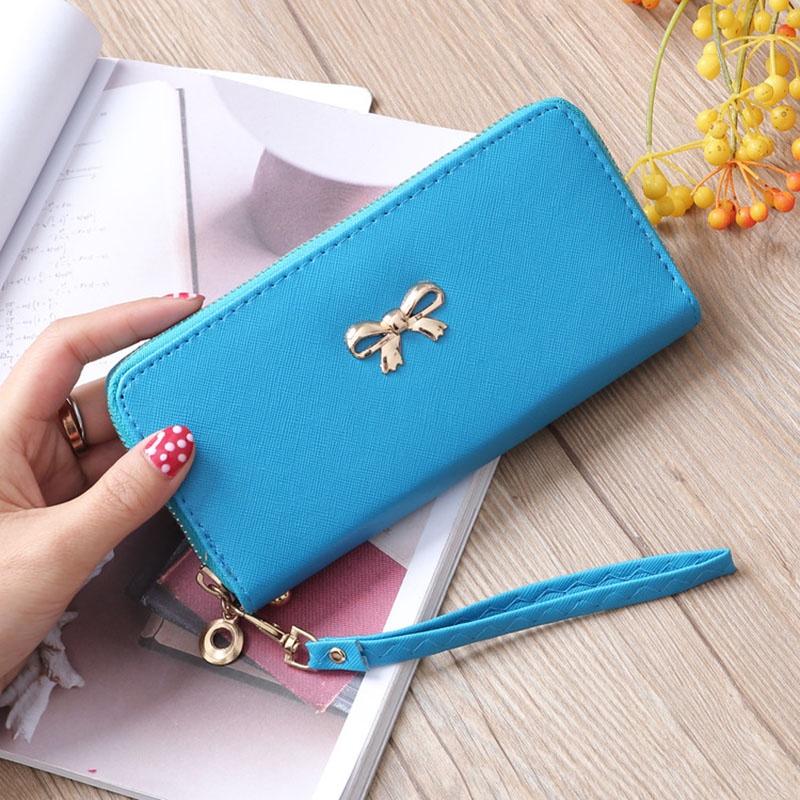 Luxurious Lady Zipper Around Women Clutch Leather Long Wallet Card Holder Case