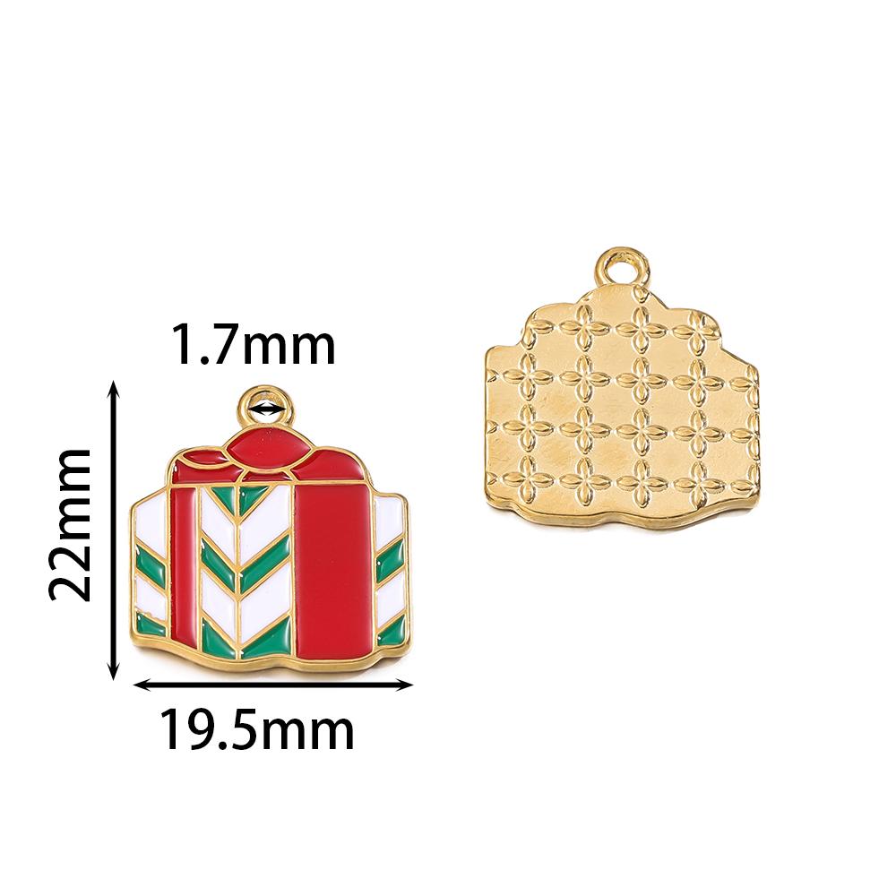 1pcs Stainless Steel Christmas Charms Gold Color Santa Claus Christmas Tree Enamel Pendants For DIY Earrings Necklaces Making