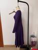 Women's Elegant Round Neck Knit Long Sleeve Dress - Spring & Autumn Evening Gown