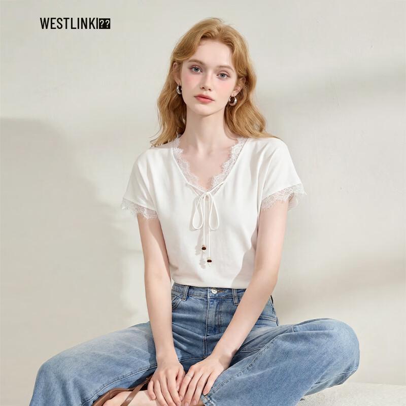 

Westlink Korean Fashion Lace V-Neck T-Shirt M