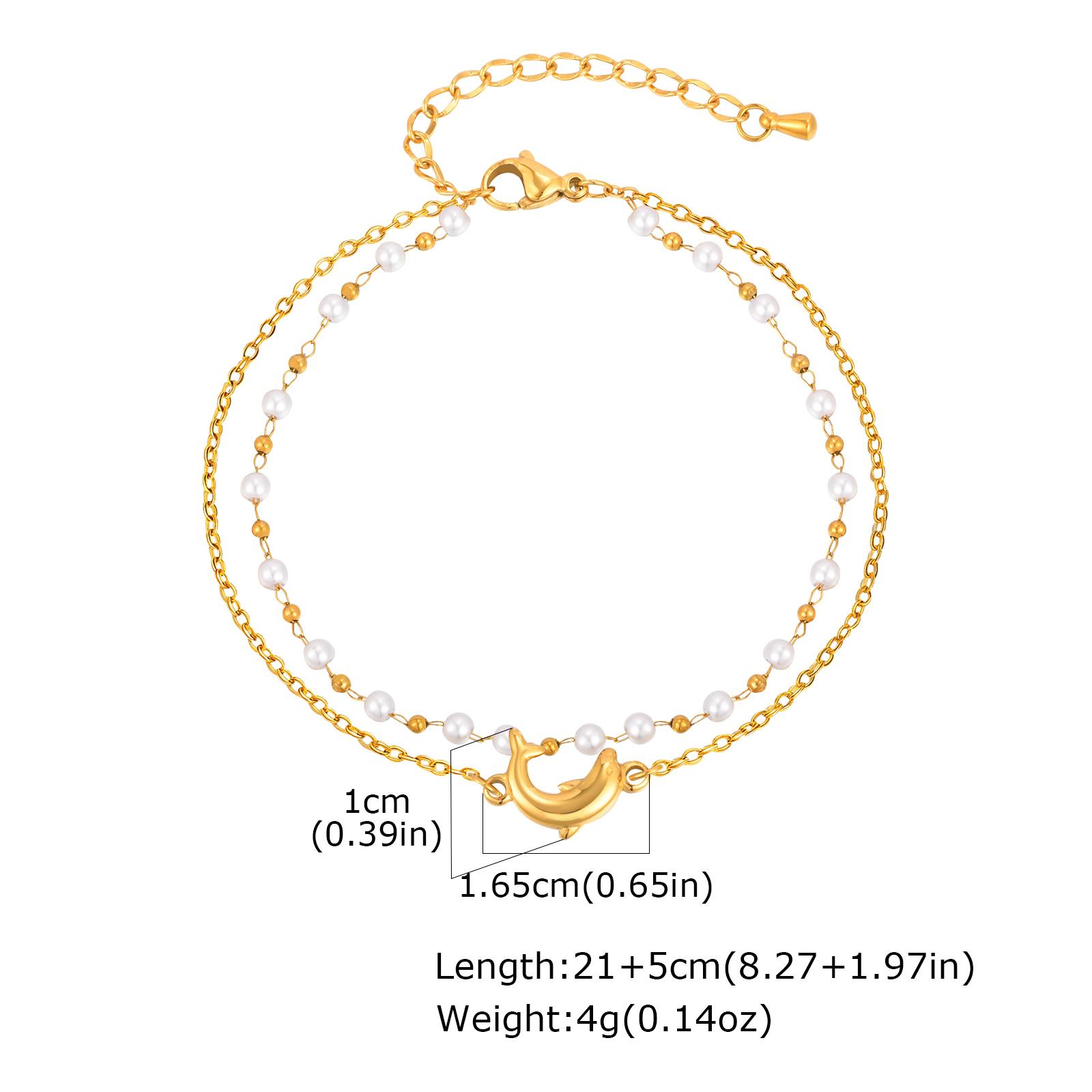 

Double Layered Bead Ankle Bracelet for Women Waterproof Stainless Steel Chain Anklet Foot Jewelry Summer Accessories