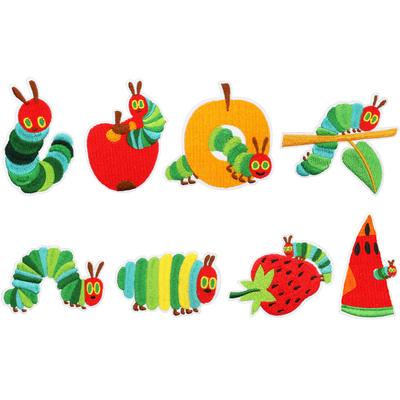Linda oruga bordada, pegatina de tela, decoración de ropa, pegatina de parche de insecto de manzana podrida, bordado de sandía, capítulo de niño, planchado