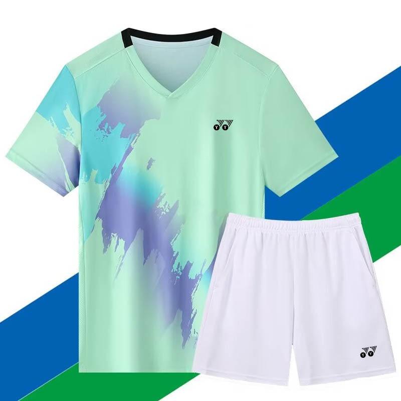 Men Women Badminton Sport Set Quick Dry Breathable Short Sleeve Shirt Shorts Skirt Athletic Training Outfit