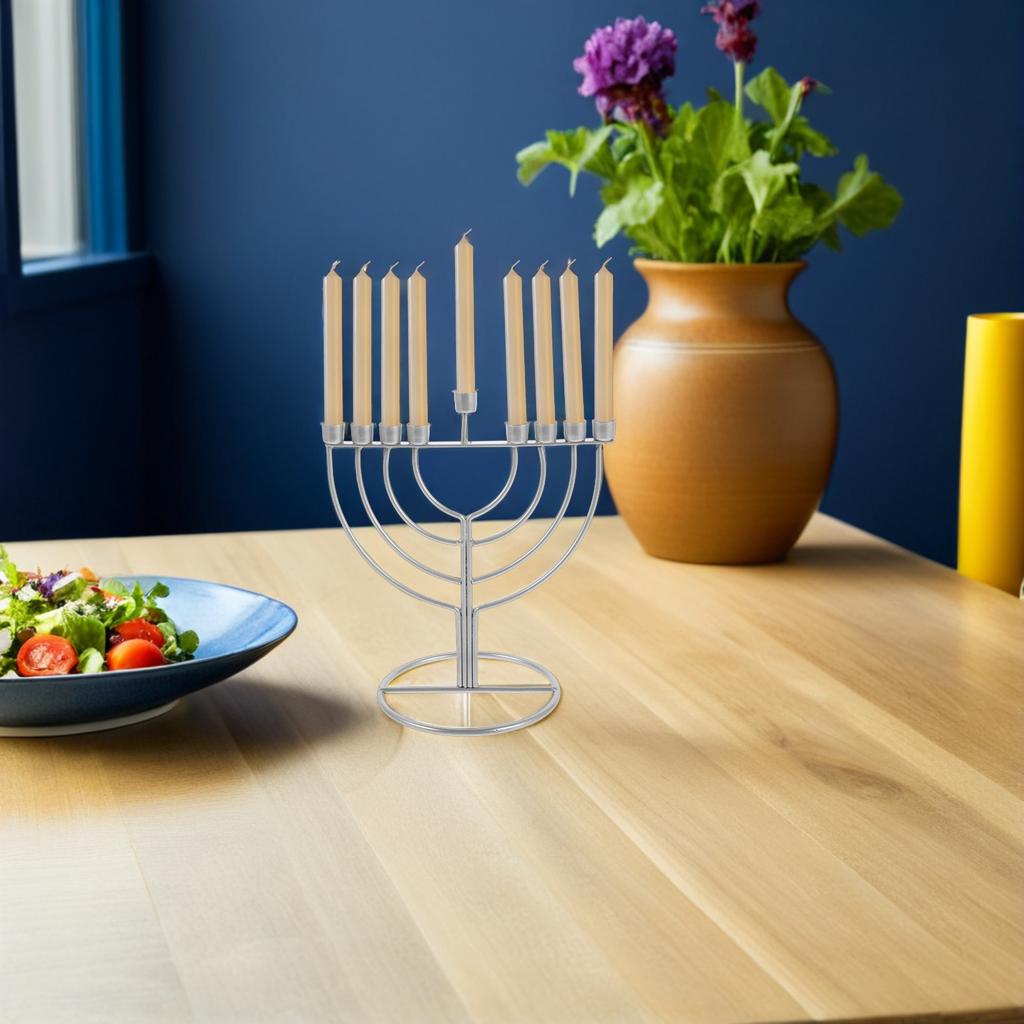 Table Je Candlestick Holder Hanukkah Decoration Menorah Golden Delicate Candelabra Menorah For Desk Cabinet Living Room