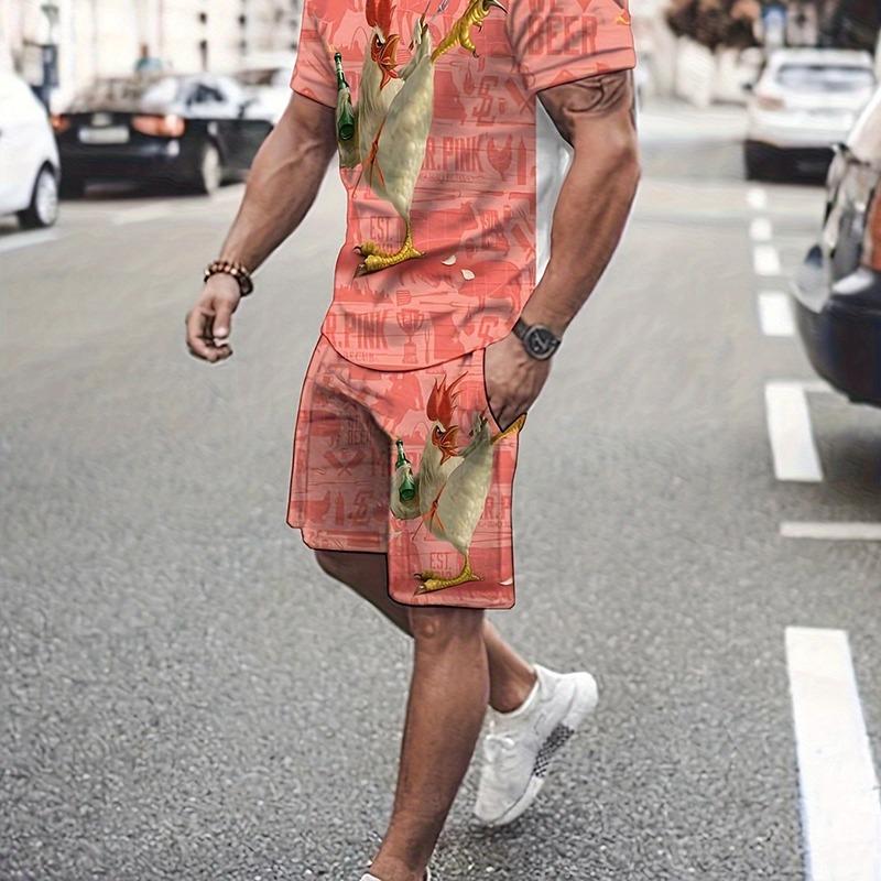 Men's Fashion Elegant Summer Casual Suit Oversized Men's Top Y2K Style Breathable Fresh Short Sleeve Printed 3D Poker Pattern