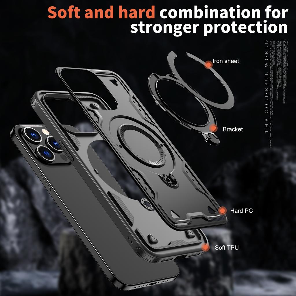 Armor Cover Case for Iphone 17 Pro Max Air Iphone17 16 15 for Iphone 14 Pro Max Plus 13 12 Hard PC+TPU 360° Adjustable Ring Bag
