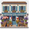 1000pcs French-Themed Jigsaw Puzzle Suitable for & Families - Lavender Sunflowers, French Floral Shop with Striped Awning & Stained Glass Window - Por