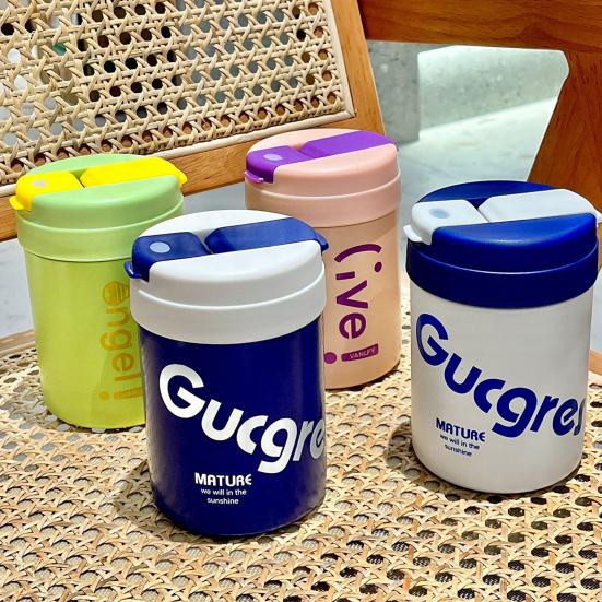 Drikkekopp Lekkasikker Daglig bruk BPA-fri isolasjon Kontorisolert krus Praktisk påfyllingsvann Bokstaver Design