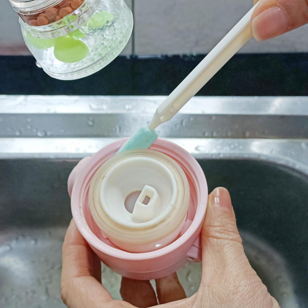 Coralpearl and Corner Cleaning Brush Mini with Thin Water Bottle Lid Bottle Lid Cleaning Detail Parts Cleaning Teapot Baby Bottle Cap Small Hole