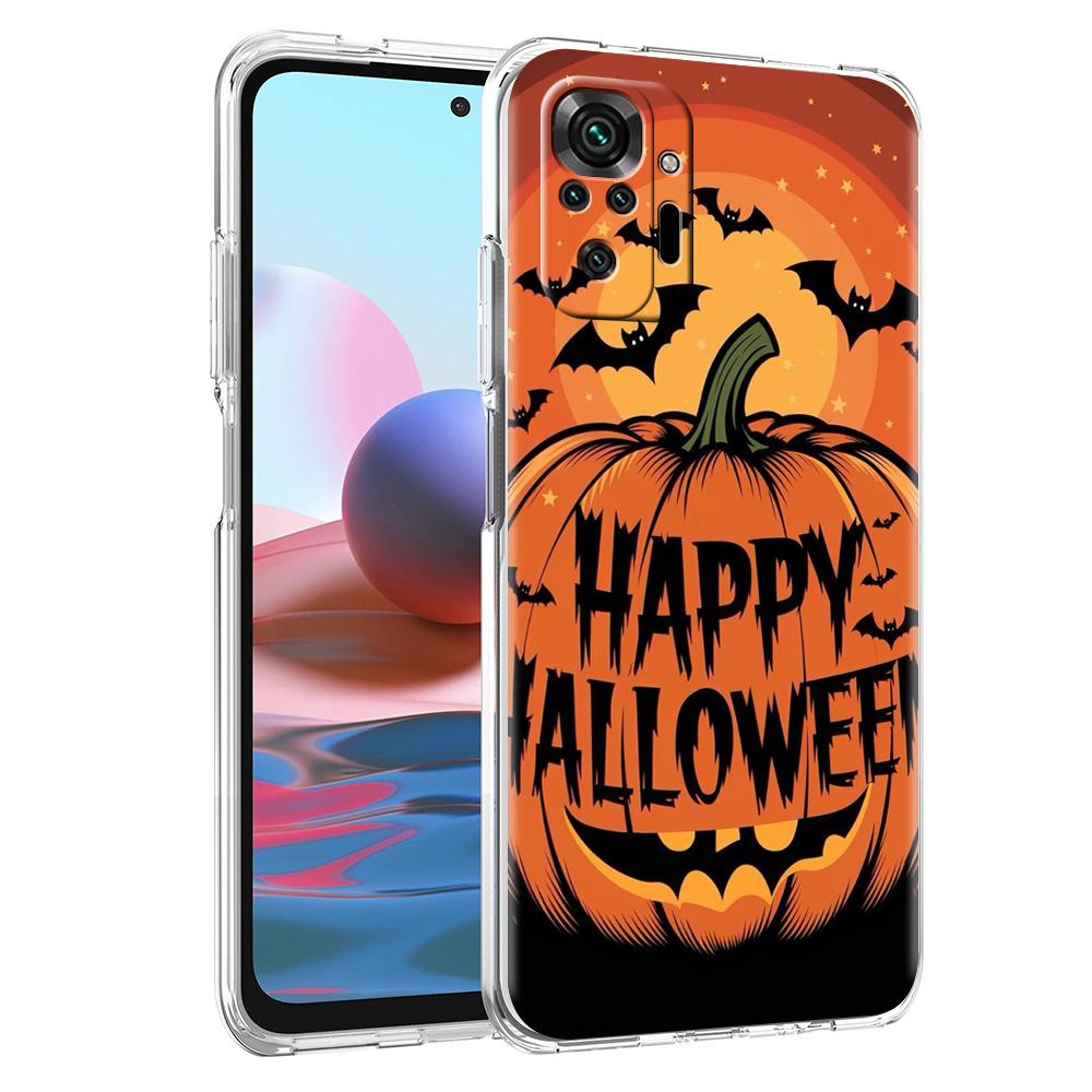 Transparent Phone Case for Redmi 14C 13C 10C 10 9 Note 13 12 11 K50 K40 Plus Pro 4G 5G Soft TPU Cover Halloween Pumpkin Pattern
