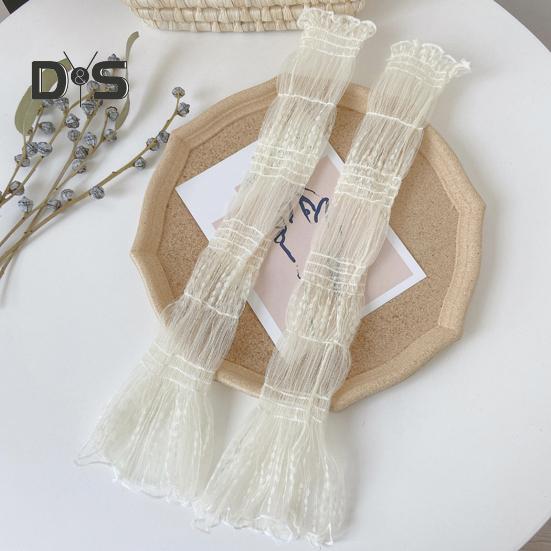 Manicotti lunghi da donna in rete ultrasottile Protezione solare UV Raffreddanti Guanti senza dita Pizzo Tulle Manicotti solari per braccia e gambe per Ciclismo Guida Escursionismo