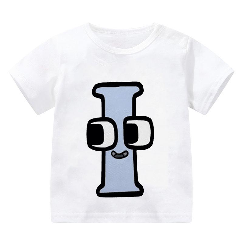 New Alphabet Lore T Shirt Print Cartoon Casual Summer Children Short-sleeved Anime T-shirt Kids Clothes Boy Game Series T Shirt